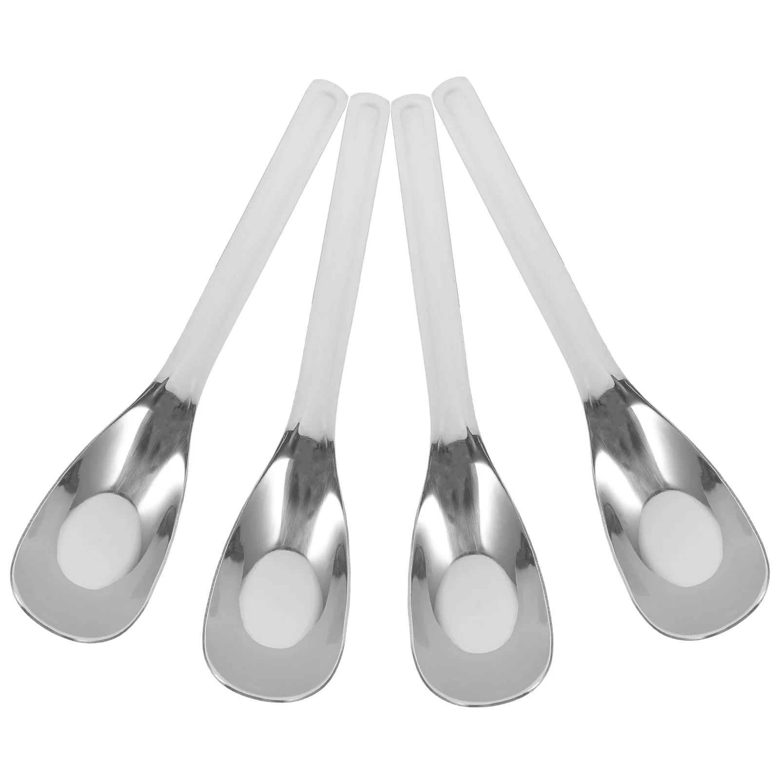 

4 Pcs Stainless Steel Soup Spoons Round Scoops Reusable Tableware Eating Kitchen Metal Utensils Design