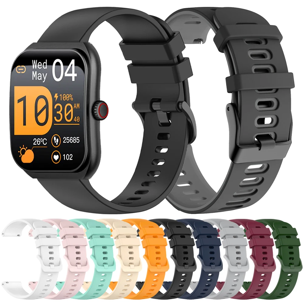 20mm 22mm Silicone Strap For COLMI i28 Ultra M42 V76 V68 P76 P86 P82 P81 C81 I31 Band Replace For TicWatch GTW GTX Soft Bracelet