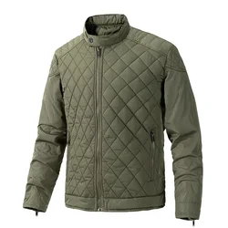 2026 Fashion Jacket Men Autumn Warm Thick Motor Windbreaker Grid Slim Jacket Work Coat Men Casual Outwear Quilted Barn Jackets