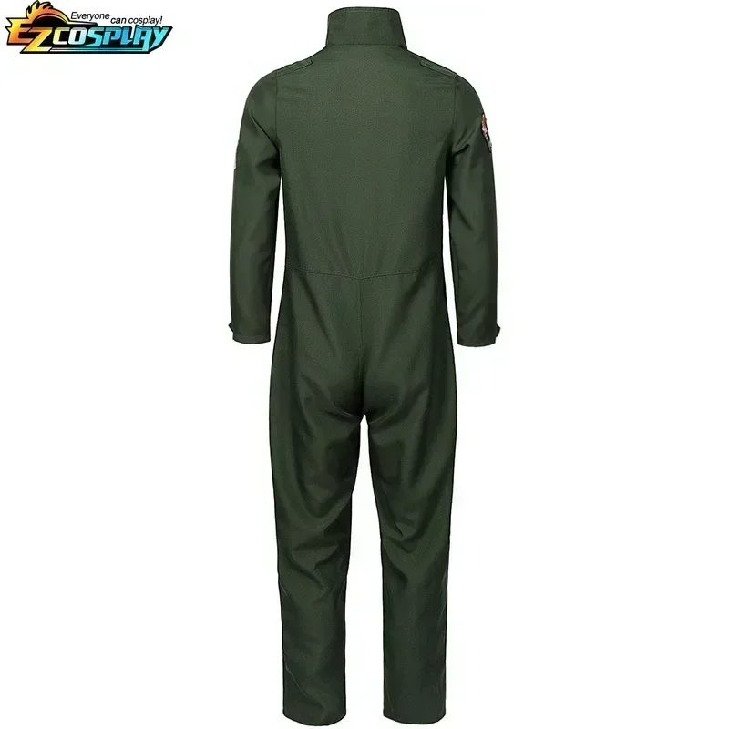 زي طيار للأطفال البالغين، بدلة طيران علوية مع ملحقات طيار للرجال، بدلة طيار باللون الأخضر العسكري