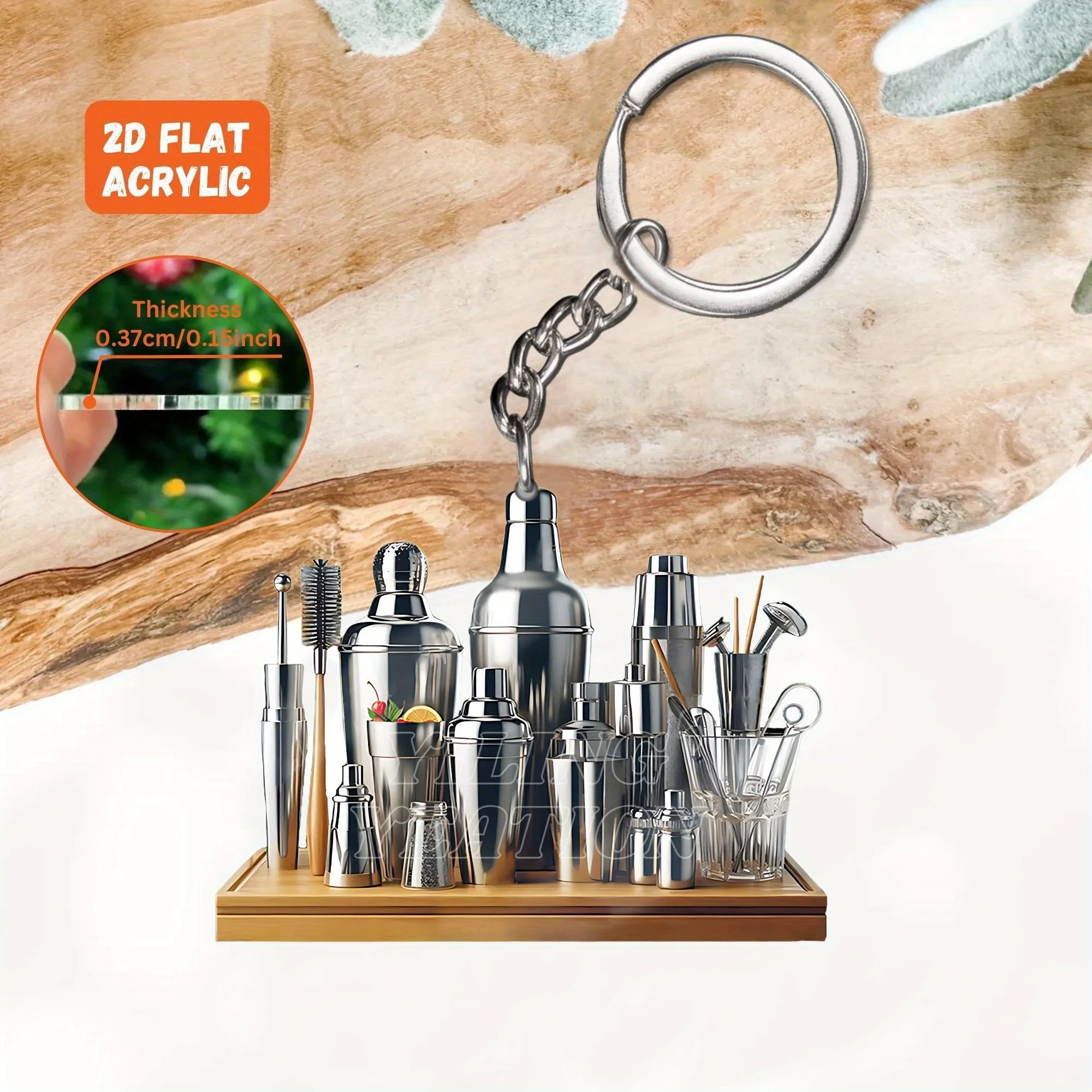 Cool Bartender Equipment Keychain 5pcs 2D Acrylic Pendant Bags Cars Phones Homes Birthdays Gift Parties Festivals Family Friends