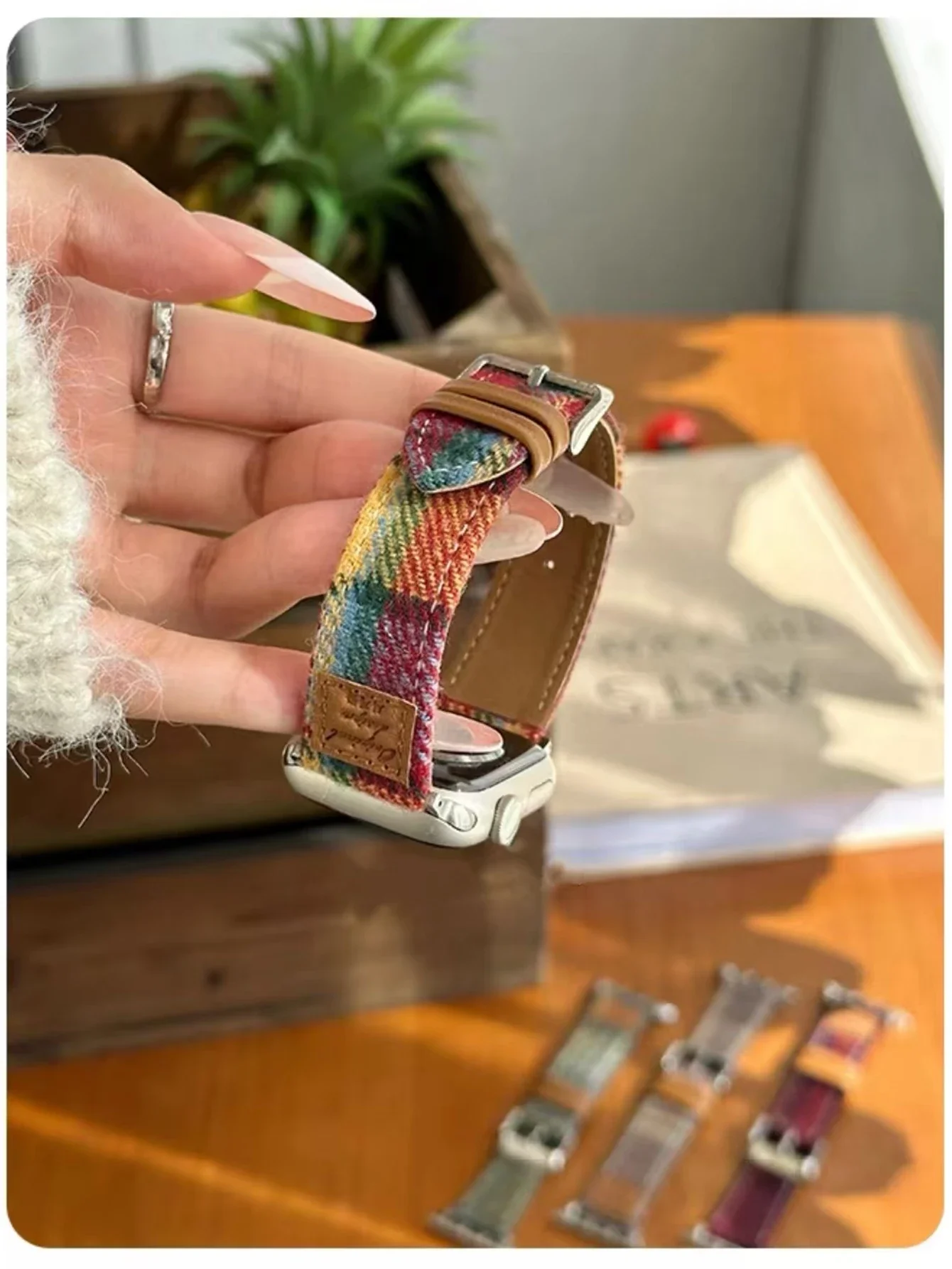 Nice Colorful Leather loop Cloth For Apple Watch band women Series Ultra 10/9/8/7 40mm 41mm 42mm 44mm 45mm 46mm Strap