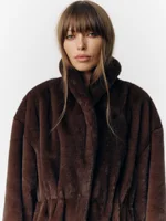Mixed Color Faux Fur Long Coat 10 Fashion Mixed Color Lapel Collar Woman Long Coat Elegant Full Sleeve Loose Overcoat New Winter Lady High Street Faux Fur Jacket 4