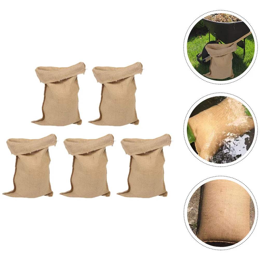 5pcs Flood Control Bags Heavy Duty Woven Storage Bags For Food Potato Vegetable Nuts Rice Peanut Gardening Sandbags Burlap Sacks