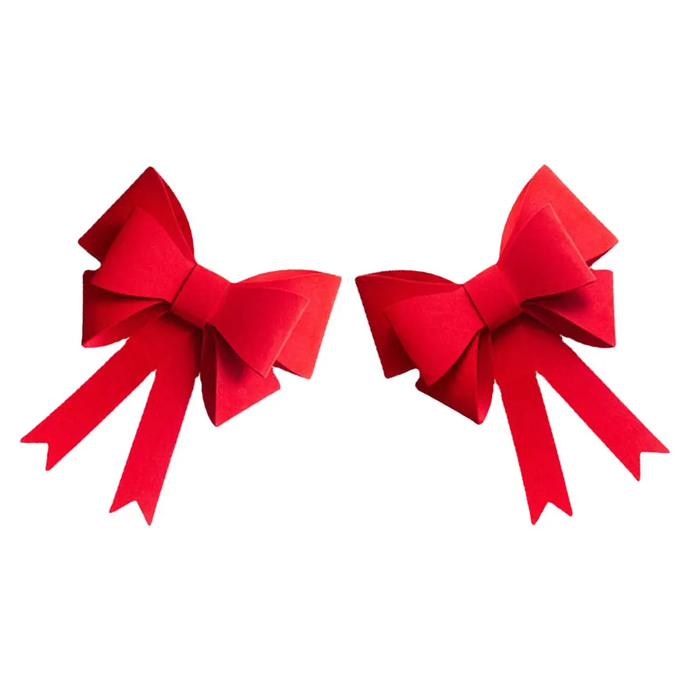

2Pcs Giant Red Bows Christmas Tree Topper Curtain Straps Drapery Holdbacks for Home Festival Decorations Easy to Attach