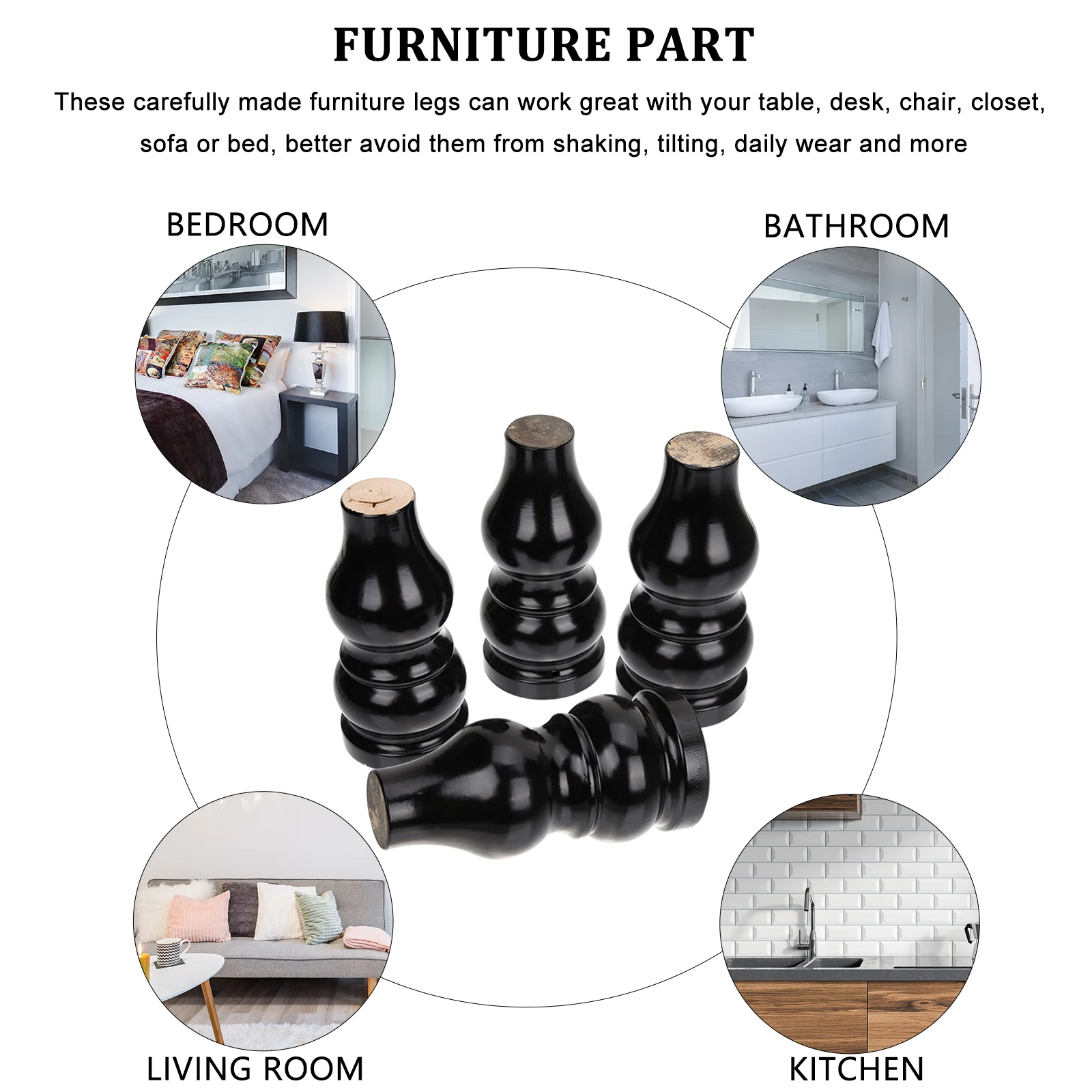 

Wood Furniture Table Feet Replacement Cabinet Dresser Coffee Sofa Desk Durable Legs Easy Installation