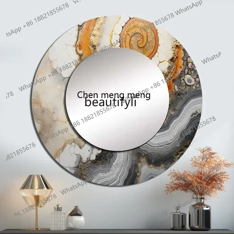 Q178 CC  Round mirror personalized bucket oval wall decoration rattan homestay cherry wood decorative makeup mirror