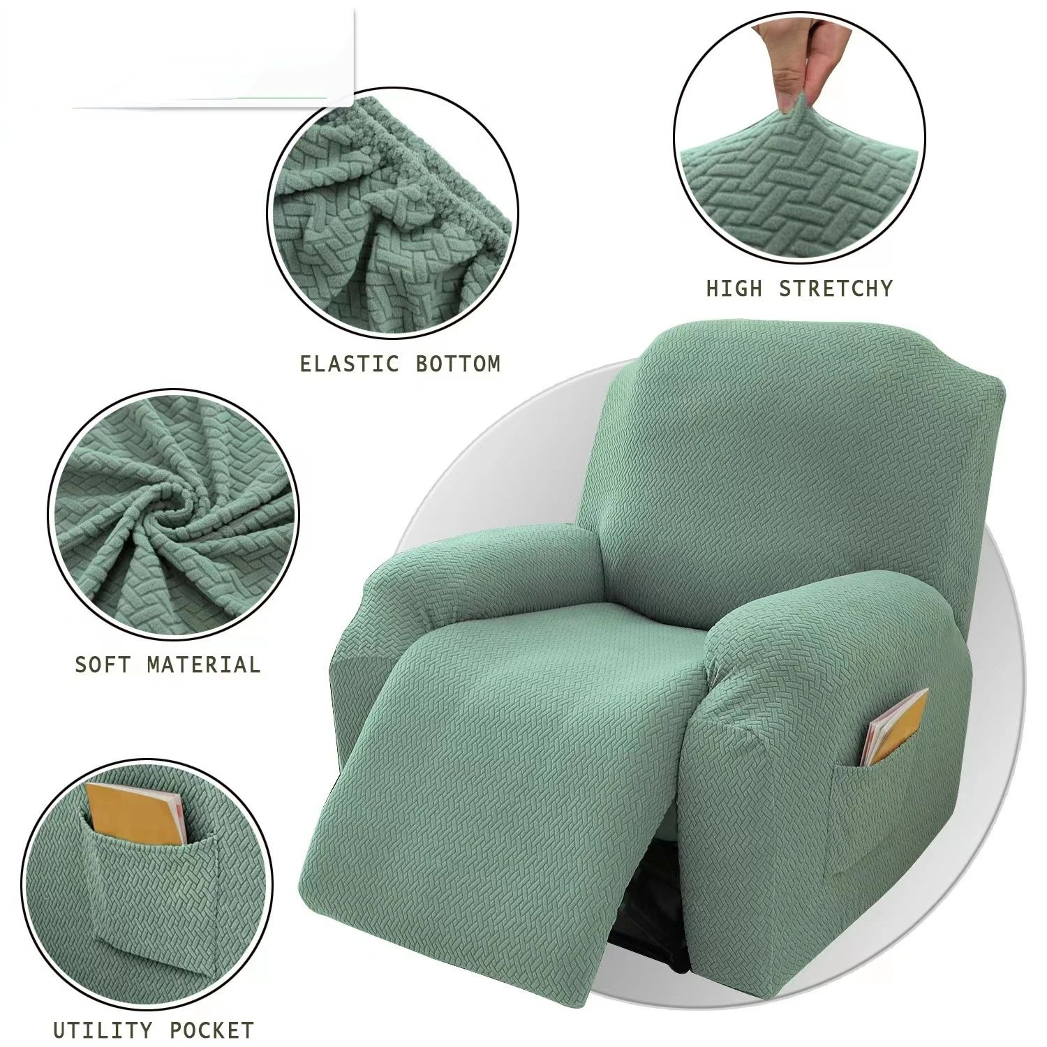 

Solid Color Stretch Split Full Sofa Cover Functional Chivas Sofa Recliner Protectors Multi-Color Available