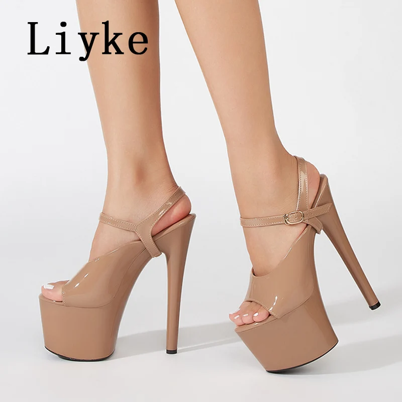 Liyke Big Size 42 43 Super High Platform Sandals Women Sexy Peep Toe Party Club  Stripper Pole Dance Heels Ladies Runway Shoes