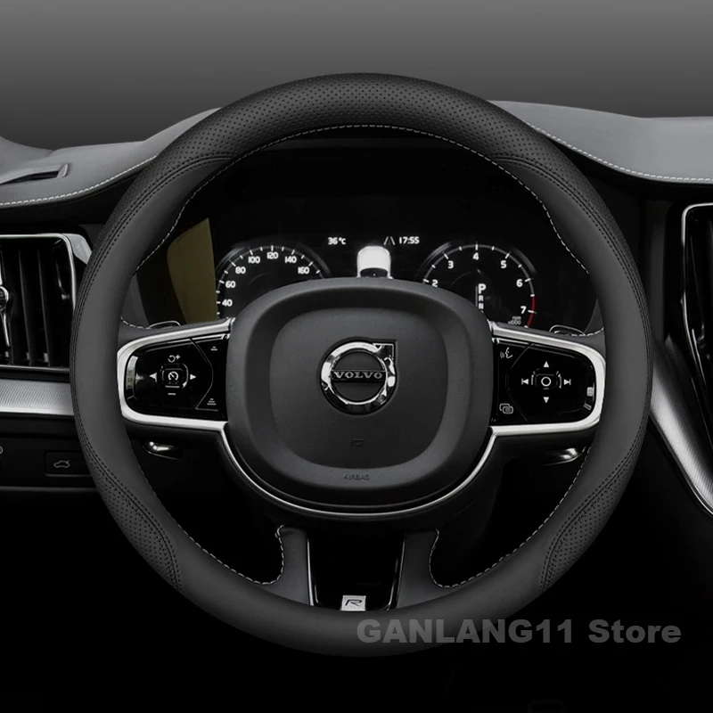 

Кожаный чехол на руль автомобиля для Volvo XC60 XC40 XC90, противоскользящий чехол на руль автомобиля, аксессуары Volvo XC60