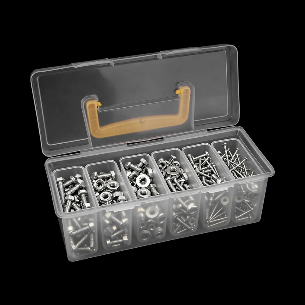 7pcs Multi-Compartment Tool Parts Storage Box Set 6 Small Boxes 1 Large Box Waterproof Transparent Portable Tool Organizer