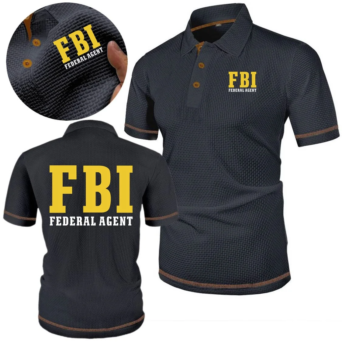 Polo Shirts Federal Agent FBI CIA Staff Secret Service Mens Cool Ice Silk Breathable Tees POLOS Streetwear Versatile Tshirt Tops
