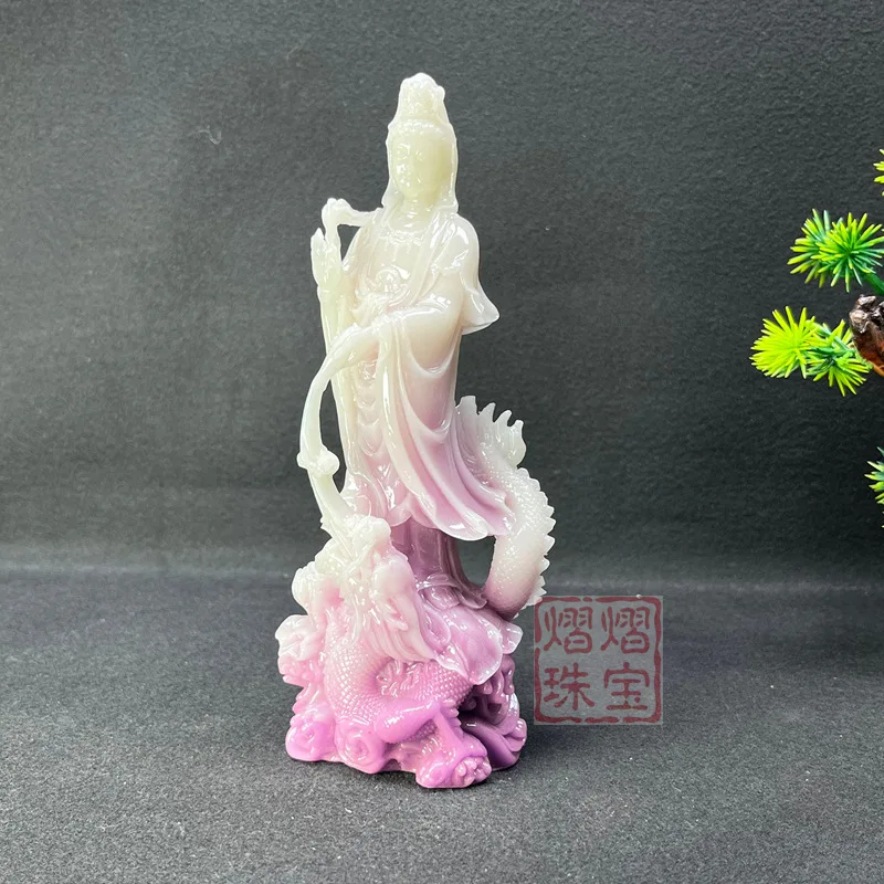 YFY Symphony Purple Dragon Guanyin Bodhisattva Liantai Shenghui  Guanyin  Shrine Buddhist Hall Home Feng Shui Ornament