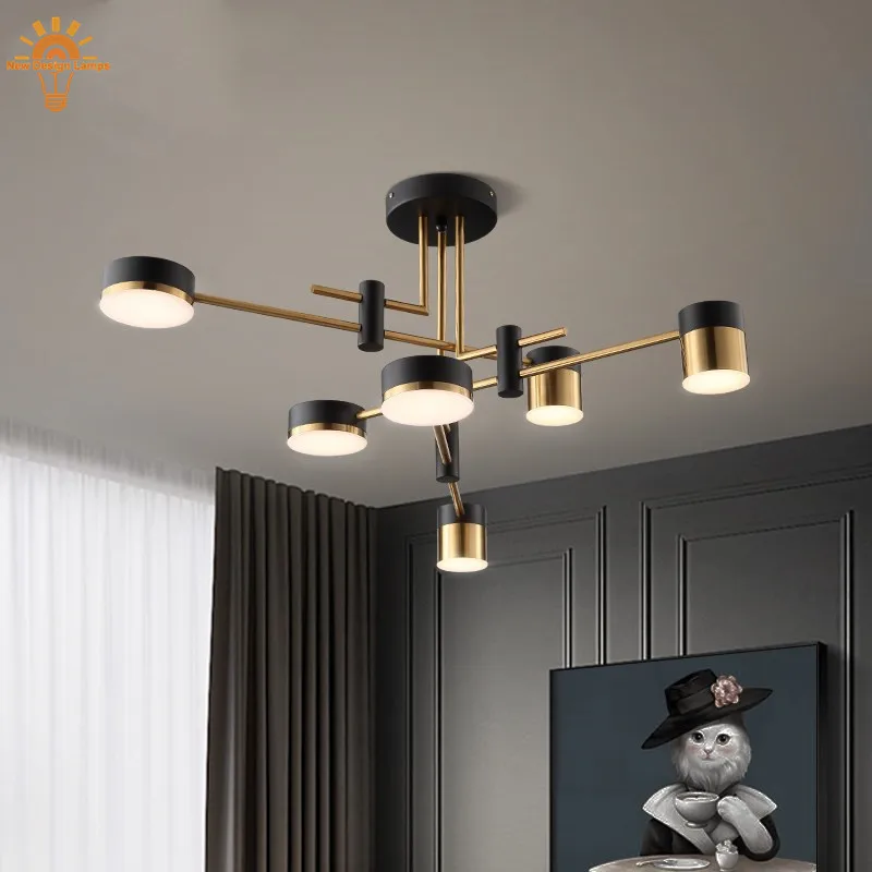 Modern Bedroom Led Ceiling Chandelier Black For Living Dining Room Office 3 Color Dimmable Flush Mount Led Ceiling Lights