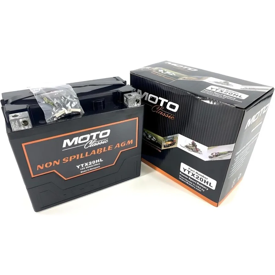 

MotoClassic 20HL 12V 20Ah 310CCA Герметичный высокопроизводительный сменный аккумулятор AGM для квадроциклов и мотоциклов, прочный, без обслуживания