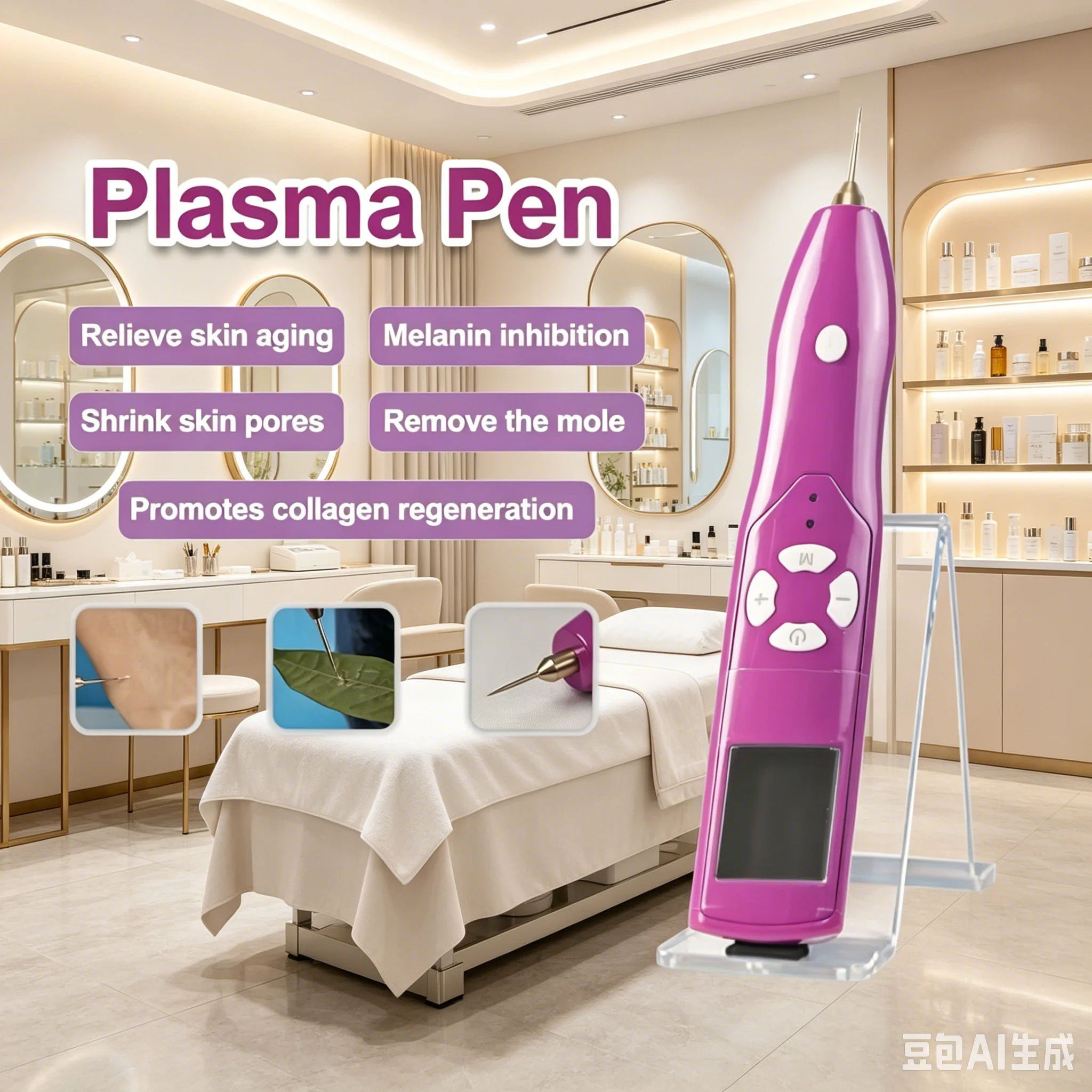 Home-use cold plasma pen, ozone plasma beauty device, jet eyelid lifting, wrinkle removal, and mole removal.