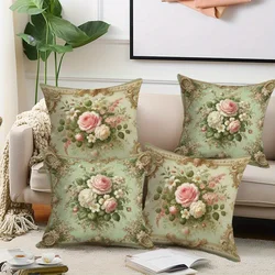 Retro flower decoration pillowcase pillowcase super soft polyester material living room sofa back car pillowcase decoration