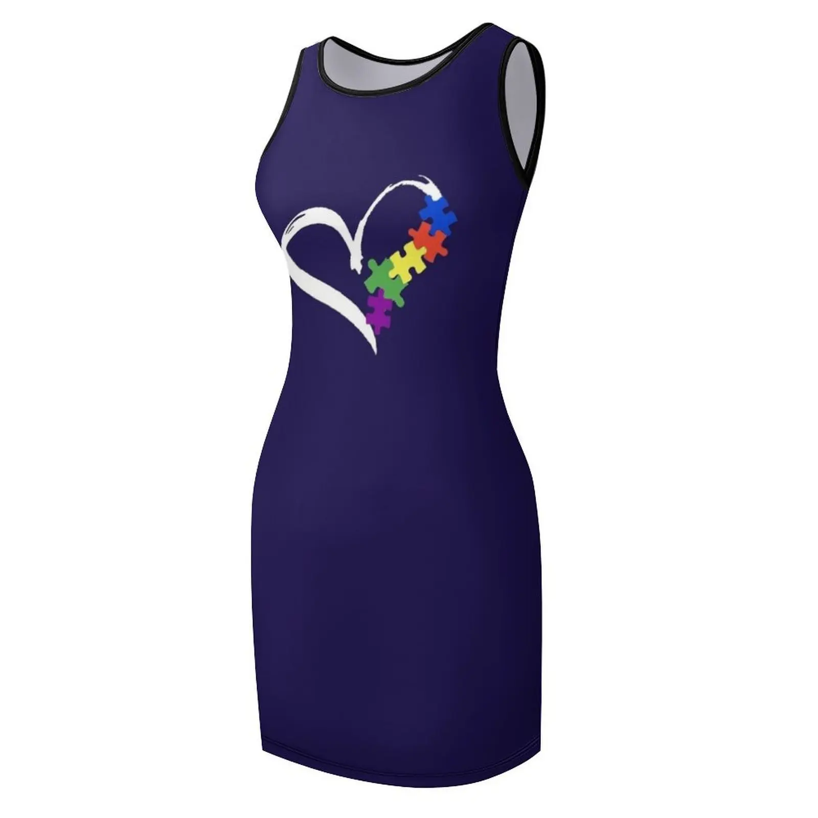 Autisme t-shirt sensibilisation soutien ASD amour Puzzle ruban sans manches robe d'été robes pour femmes robe femmes