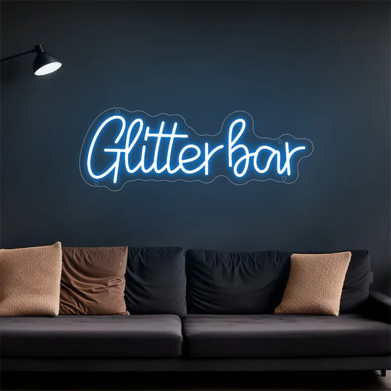 Imagem -04 - Glitter Bar Neon Led Sinal Clube Festa Quarto Wall Art Decor Luzes de Néon Led Quarto Decoração do Negócio Salão