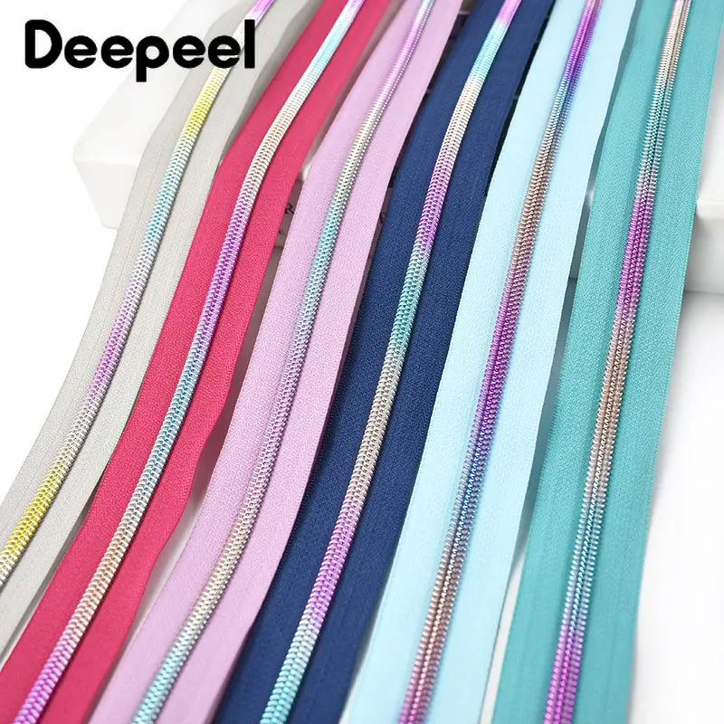 2/4/10Meters 5# Nylon Zipper Tape Rainbow Decorative Bulk Zippers Bag Clothes Jacket Repair Kits DIY Sewing Closures Accessories