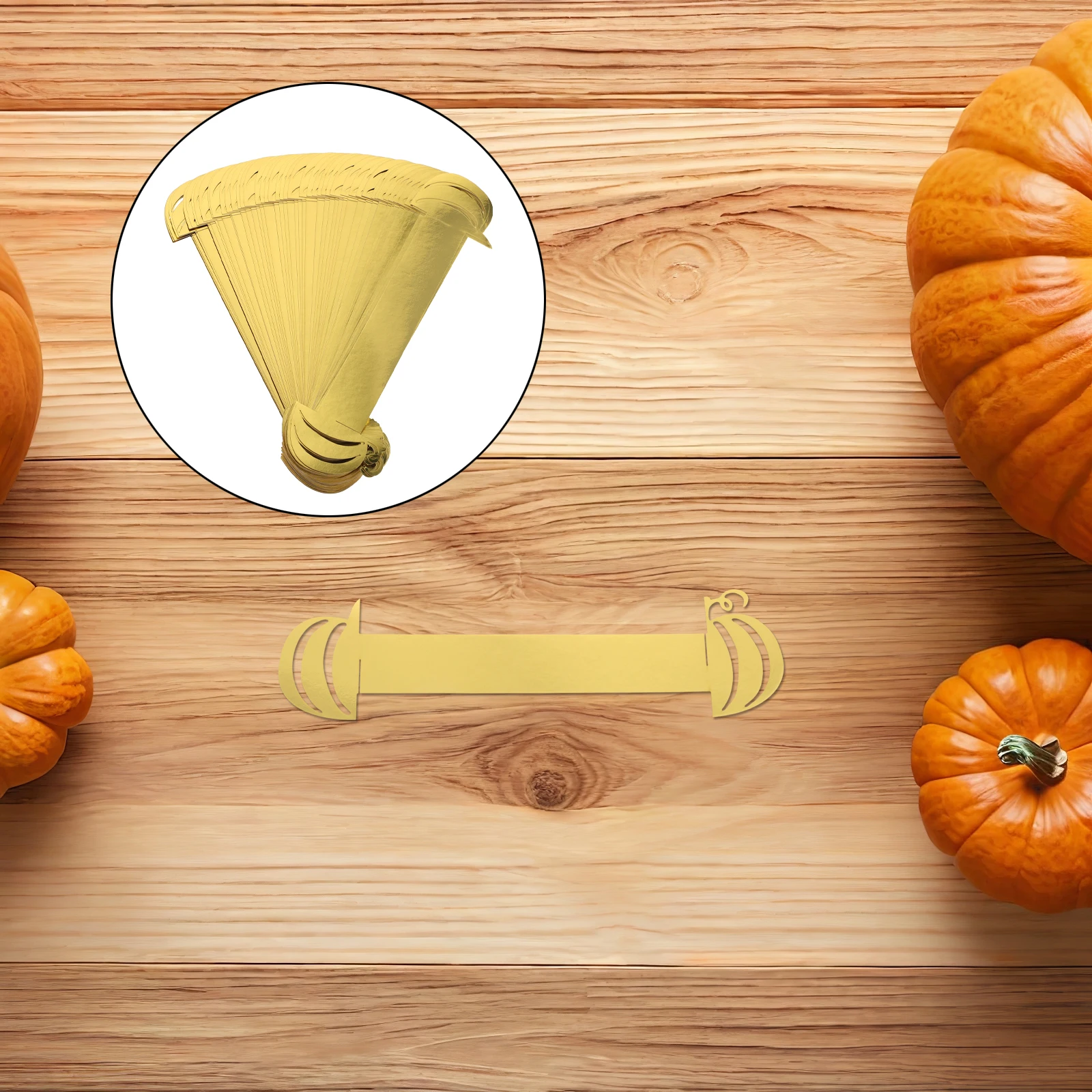 

50pcs Pumpkin Napkin Rings Fall Golden Paper Banquet Holders Thanksgiving Party Table Decor Rustic Autumn Serviette Buckles