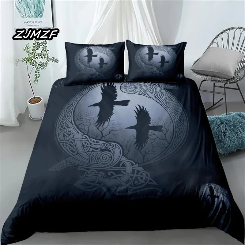 Viking Northern Germanic Culture Wolf Celtic Bedding Set Boys Girls Twin Queen Size Duvet Cover Pillowcase Bed Kids Adult