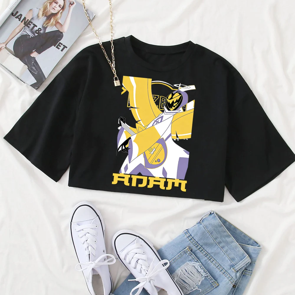 

Hazbin Hotel Adam Graphic Design Shirt Women O-Neck Short Sleeves Crop Tops T-shirt