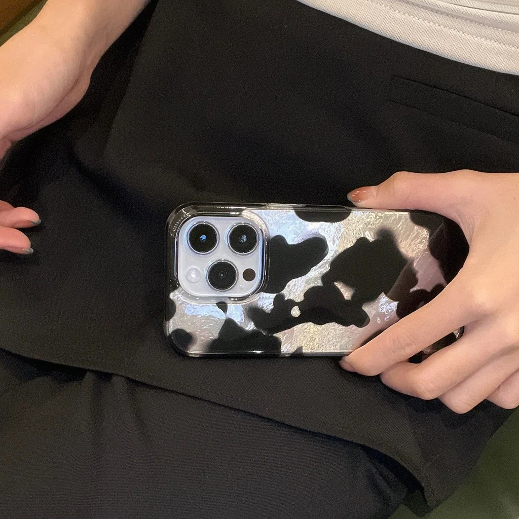 شاشة كاملة سوداء غير منتظمة هندسية اللون الاصطدام للصدمات واقية غطاء الهاتف آيفون 16 15 14 13 12 برو ماكس