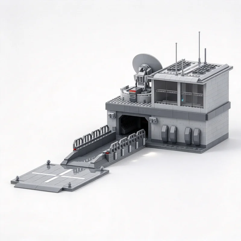 1833PCS MOC Sci Fi Military Outpost Landing Platform Station Model Building Blocks DIY Assembly Gifts Adults Collection Desktop