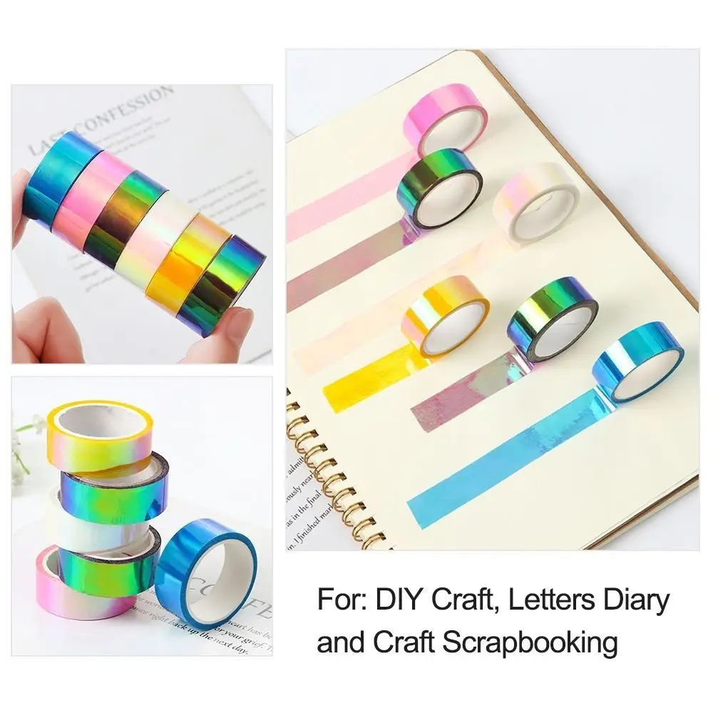 Mirror Wrapping Waterproof Graphic Tape Removable Decorative Sparkle Metallic Tape Rainbow Stationery Scrapbooking Gift Box