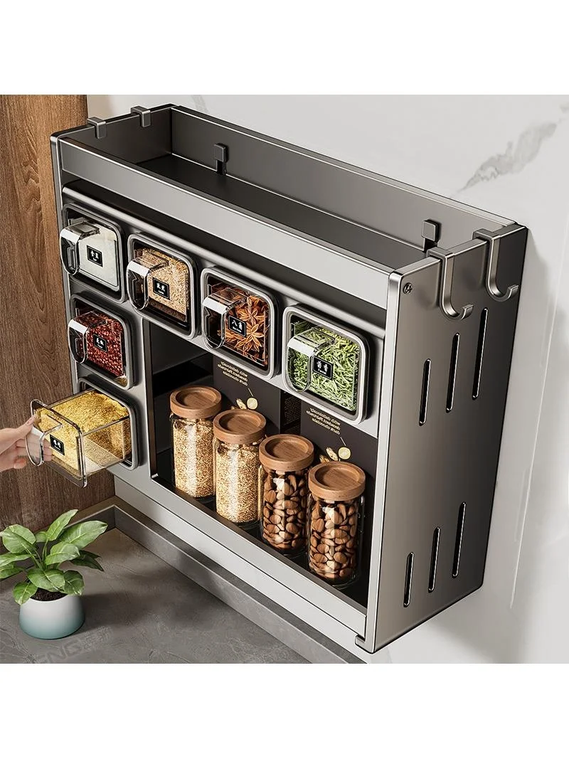 

Многофункциональный настенный органайзер для специй и приправ без сверления для дома