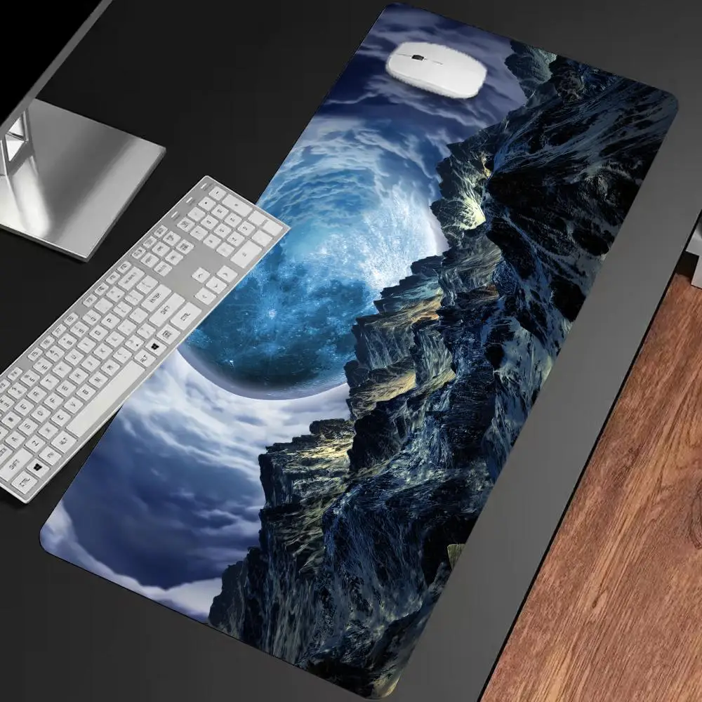 

Коврик для мыши Moon Mountain Glow, нескользящий игровой коврик для мыши разных размеров, геймерский коврик для киберспорта, механическая клавиатура XXL, настольный коврик