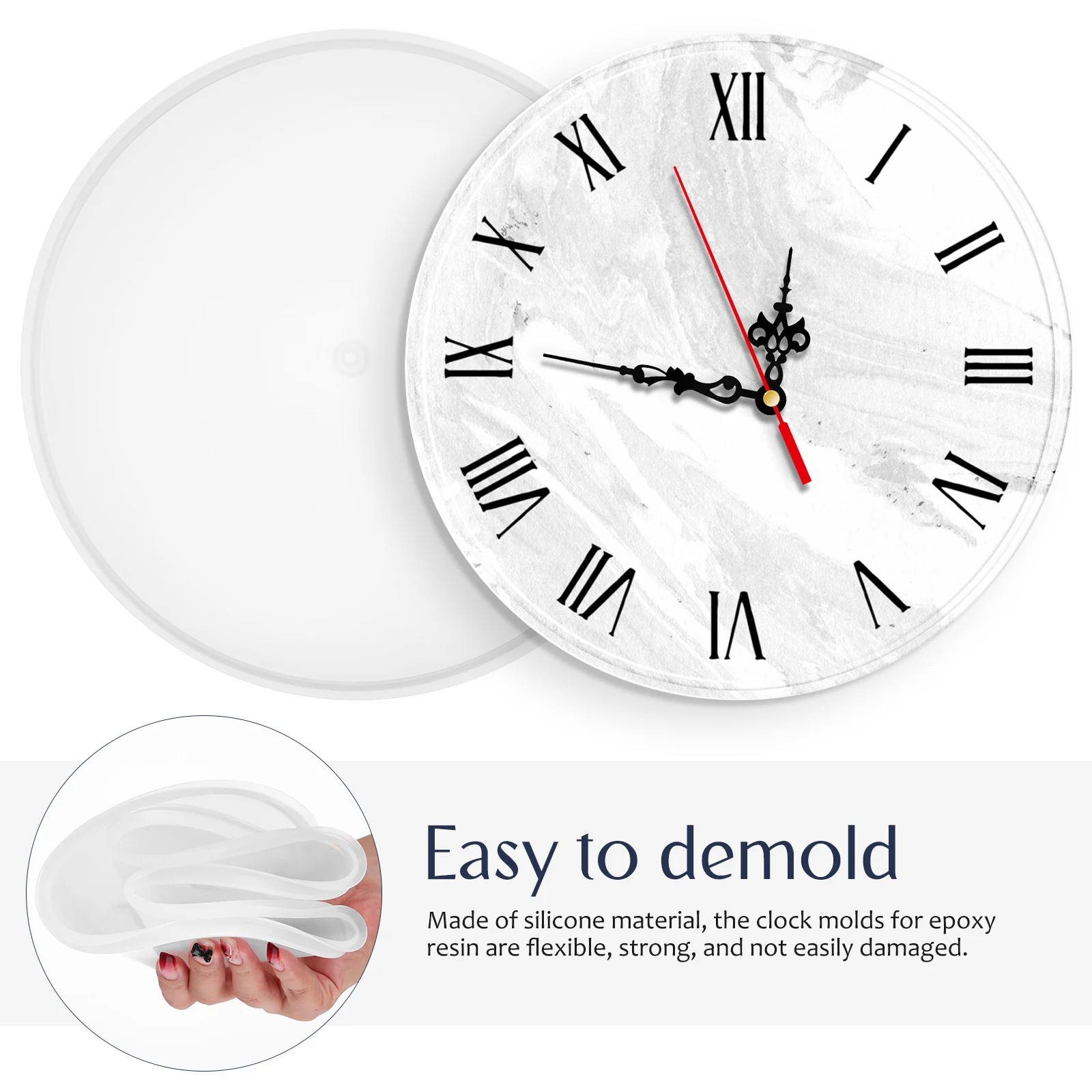 

Circular Clock Kit Resin Molds Roman Numbers Silicone MD3550 MD3323 Movement DIY Epoxy Round Clock Mold Jewelry Parts