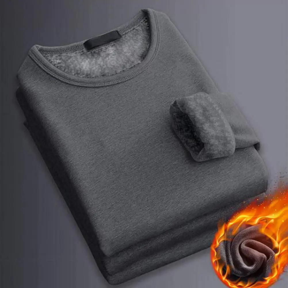 270g Heavy Weight Thermal Underwear Tops Slim Fit Plush Keep Warm Autumn Winter Men Bottoming Top Winter T-shirt Long Johns Top