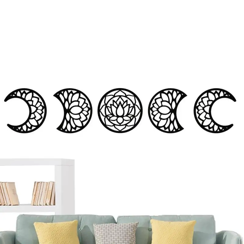 

Moon Phase Wall Art Boho Moon Wall Sticker Change Pattern Carved Art Wall Decal Wood Home Decor For Living Room Bedroom