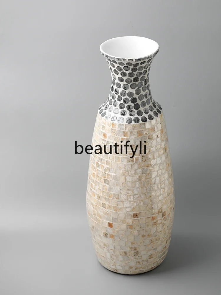 

Creative Fritillary large vase floor-to-ceiling decorative flower arrangement, high-end light luxury shell countertop ornament