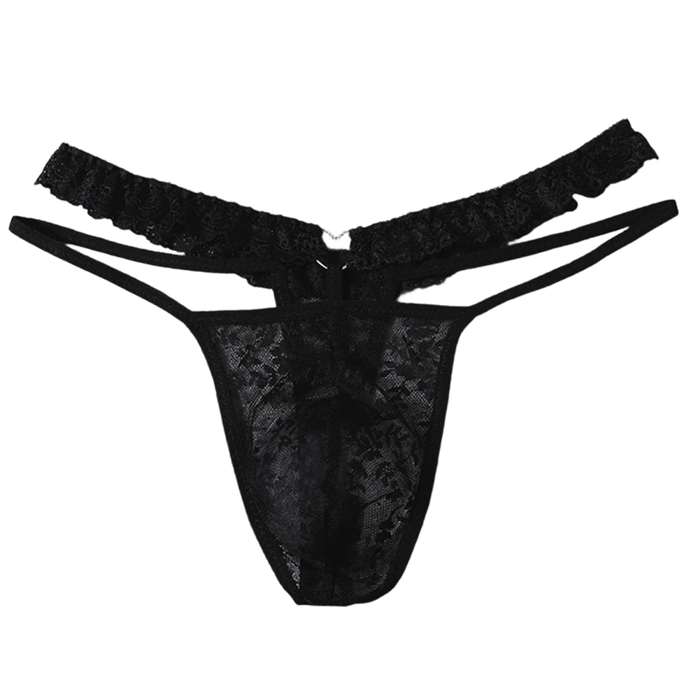 Men Lingerie Extreme Panties Pouch T-Back Thong G String Lace Very Hot Lingerie Perspective Underwear Men's Underpants Fashion