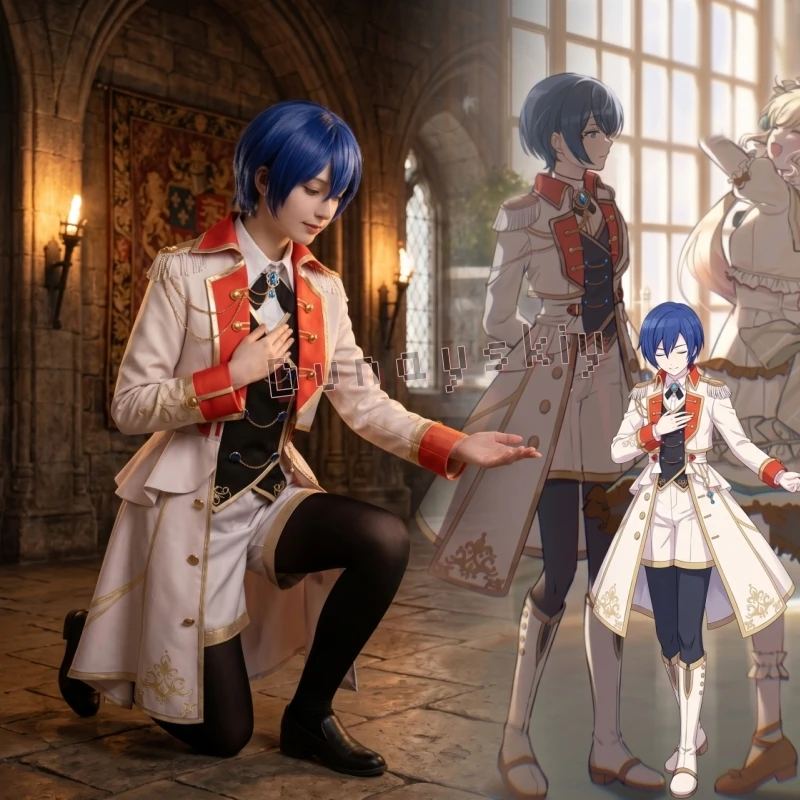 Disfraz de Cosplay de Akiyama Hoshino Ichika de PJSK, Estilo Victorian Lolita con Chaqueta de Caballero, Decoraciones con Botones Dorados y Cadena, para Halloween