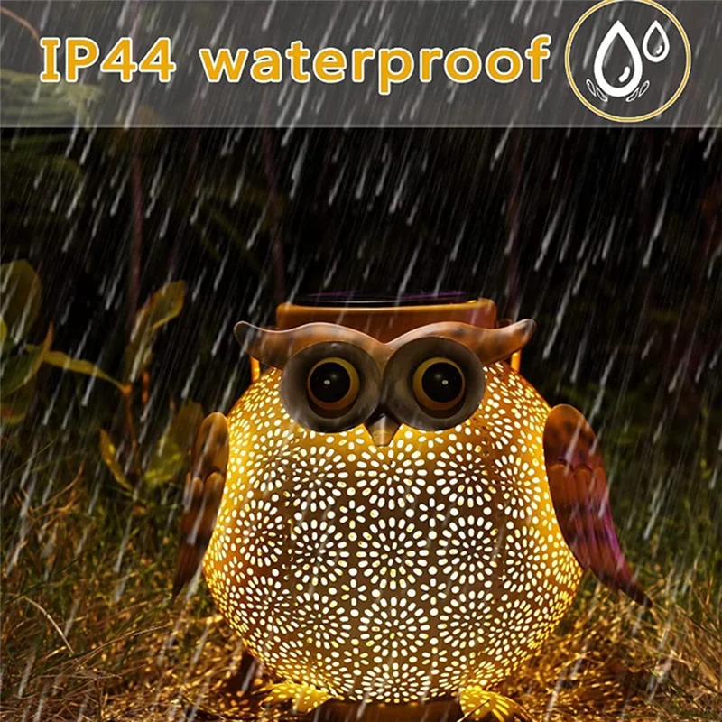AA01-Iron Art Solar Owl Ground Light Crafts Garden Lawn Outdoor Garden Decorative Lamp LED Solar Light Hanging Landscape