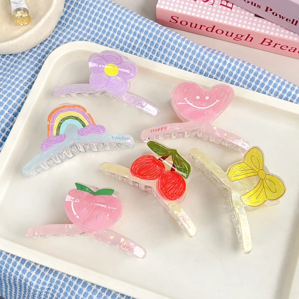 Frühling und Sommer süße Blume Haarnadel Candy Farbe Obst Haarspange süßes Temperament Hinterkopf Hai Clip für Frauen
