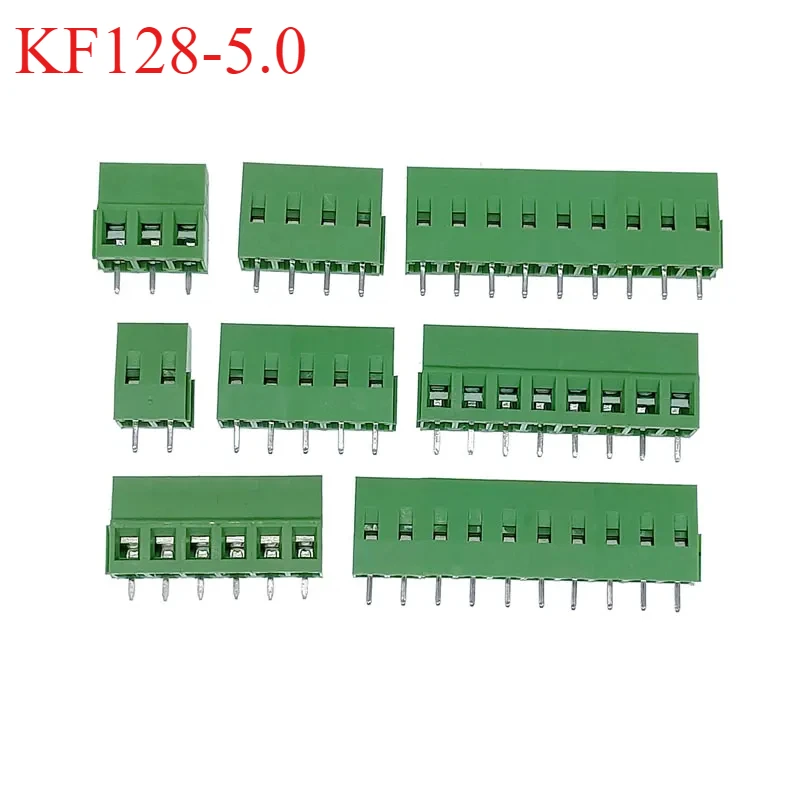 DG/KF128 5.0mm/5.08 PCB Screw Terminal Block Connector 2P 3P 4P 5P 6P 7P 8P 9P 10P 12P Terminals 380V 10A