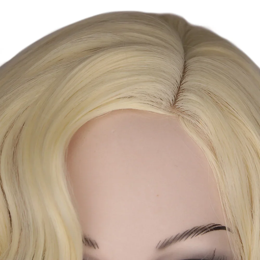 QQXCAIW Women Girls Short Blonde Curly Cosplay Wig Cos Marilyn Monroe Female  Party High Temperature Fiber Synthetic Hair Wigs