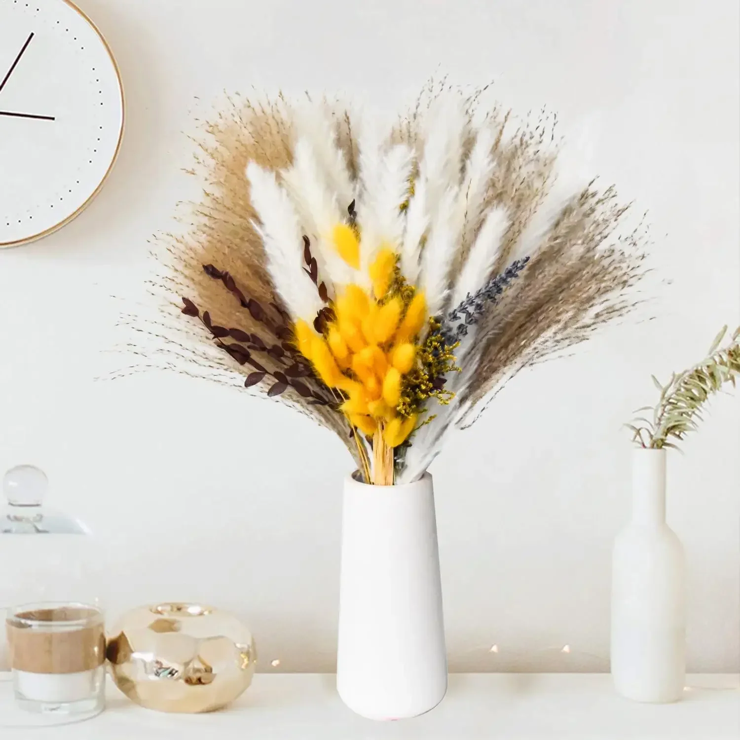 

Dried Flowers Pampas Grass Bouquet Boho Home Vase Decor Natural Bunny Rabbit Tails Eucalyptus Pampa Wedding Chriatmas Decoration