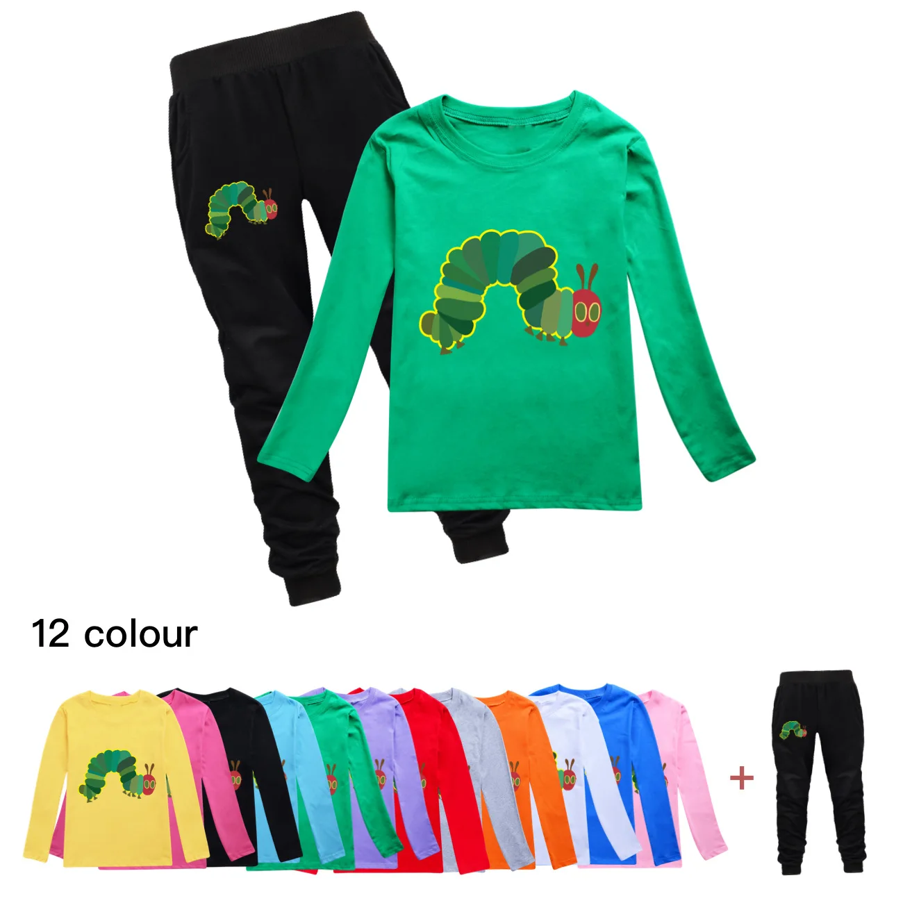 Autumn New world book day Caterpillar T-Shirt Kids Sport Long Sleeve Cartoon Boys Clothing Girls Tees O-Neck Cotton  Tops 4207