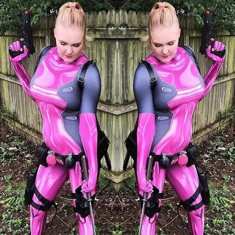 ครอบครัวรักฮาโลวีน Lady Deadpool คอสเพลย์เครื่องแต่งกายผู้ใหญ่เด็กผู้หญิงหญิงผู้หญิง Zentai บอดี้สูท Catsuit 2025 ใหม่