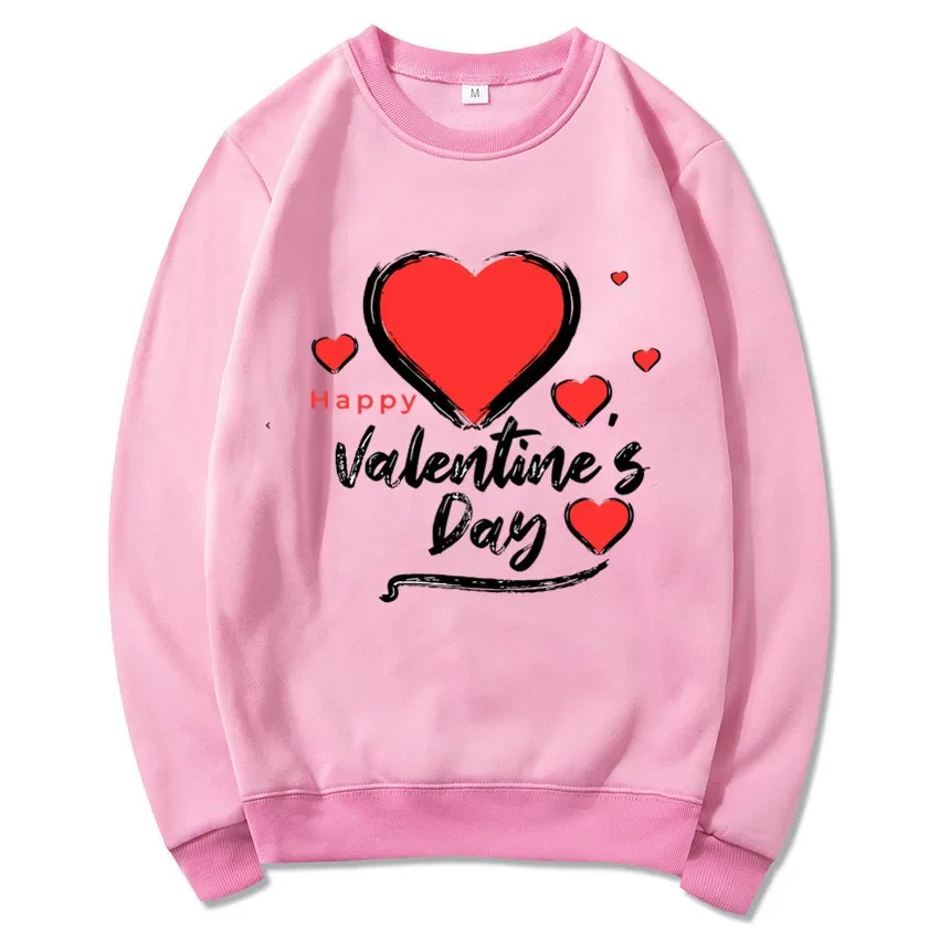 Nuovo San Valentino Amore Fiore Lettera Stampa Girocollo Felpa con cappuccio Felpe Estetica Streetwear Felpa da donna Abbigliamento donna