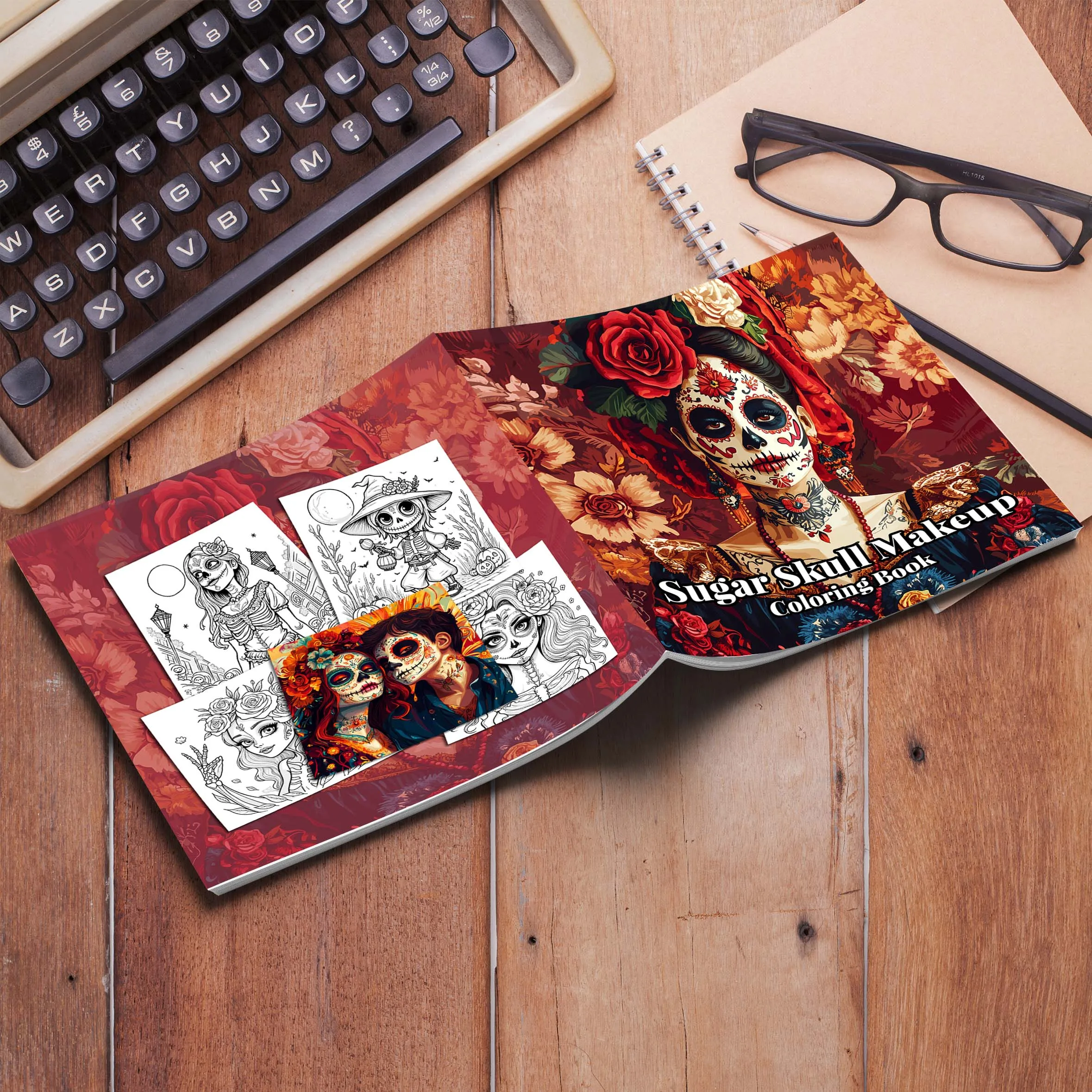 1pc 24 Pages Skull in Makeup Theme Coloring Book Art Craft Creative Expression Ideal Gift for Teens Adults