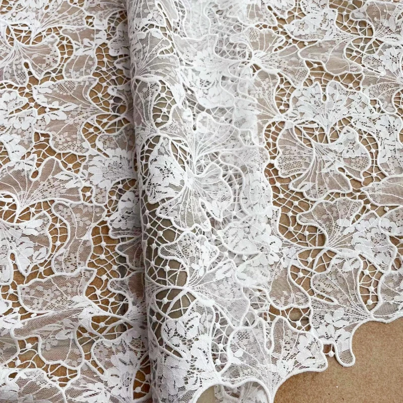 

Water-soluble Off White Lace Fabric for Dresses and Skirts with Stunning Embroidery Designer Fabric