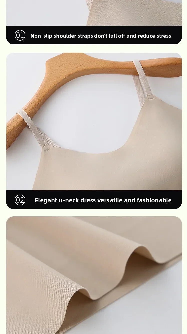 M-2XL Schönes Rückenträger-Top mit integriertem BH, Damen-Sommer-Top mit festem Cup, als Oberbekleidung oder Untertop geeignet, für 40-80 kg. – Detail 13