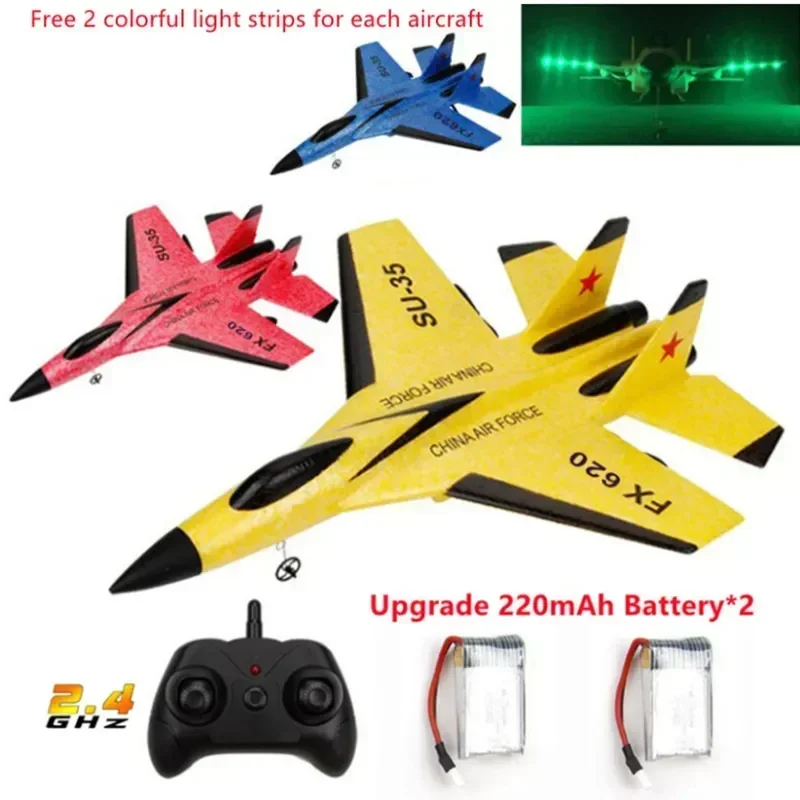 LED 조명이 있는 RC 비행기 SU-35, 리모컨 비행 모델 글라이더 항공기, 2.4G 전투기, 취미 비행기, EPP 폼 장난감, 어린이 선물 